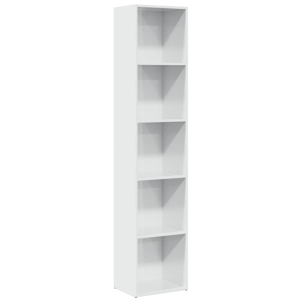 Bibliotecă, Alb Extralucios, 40X30X189 Cm, Lemn Prelucrat