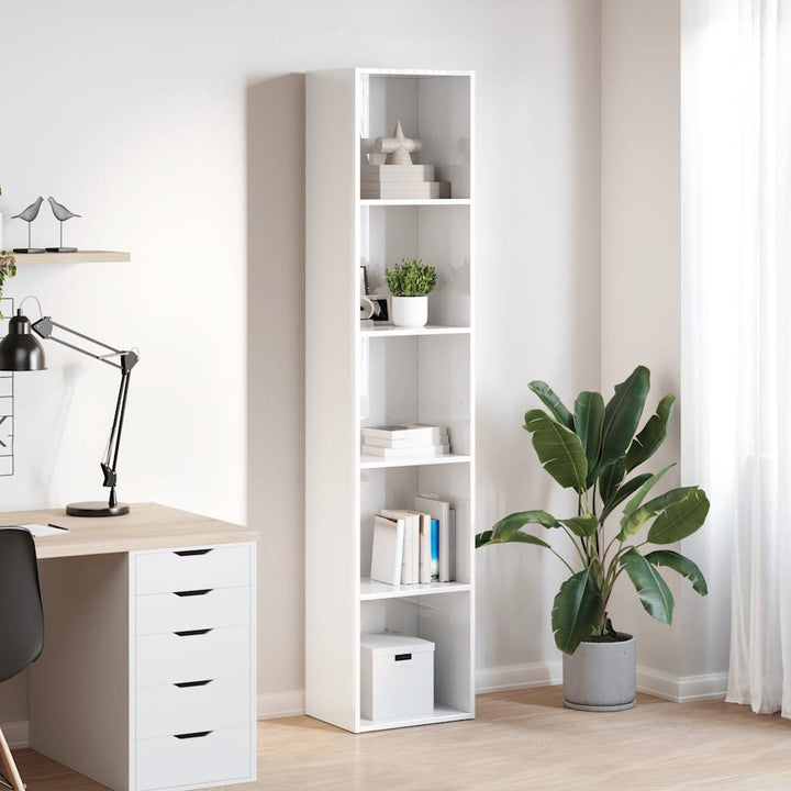 Bibliotecă, Alb Extralucios, 40X30X189 Cm, Lemn Prelucrat