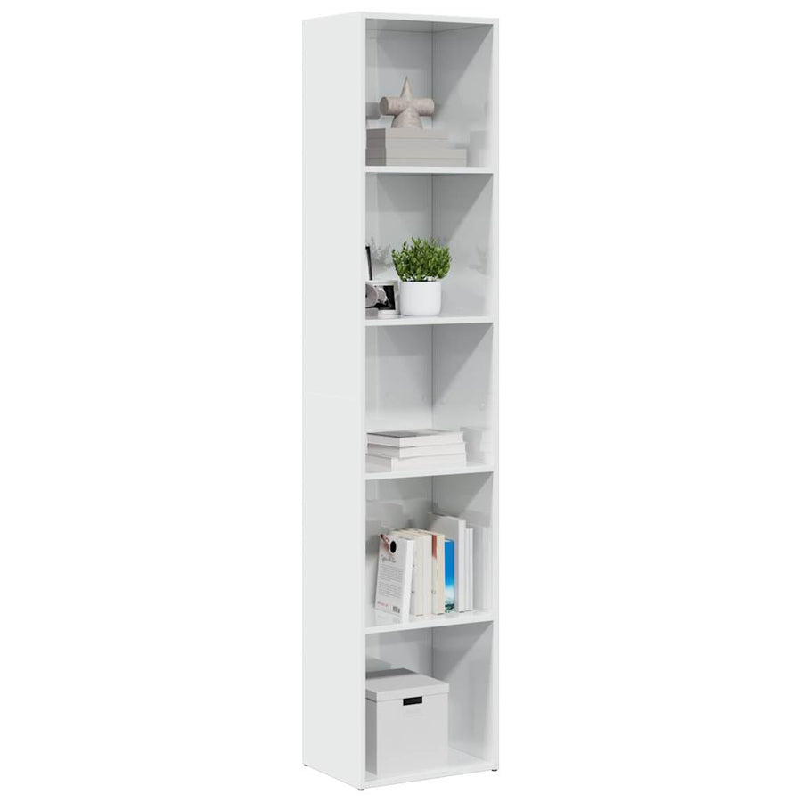 Bibliotecă, Alb Extralucios, 40X30X189 Cm, Lemn Prelucrat