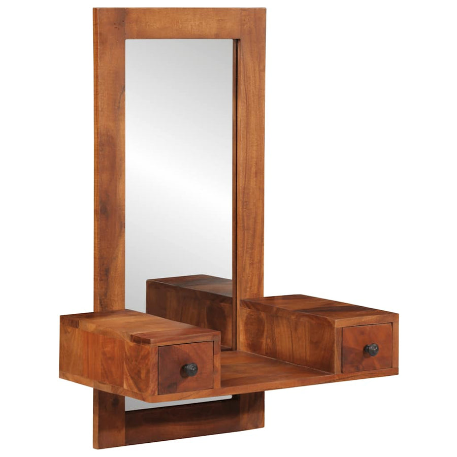 Oglindă De Perete Cu Sertare 60X33X90 Cm Lemn Masiv De Salcâm