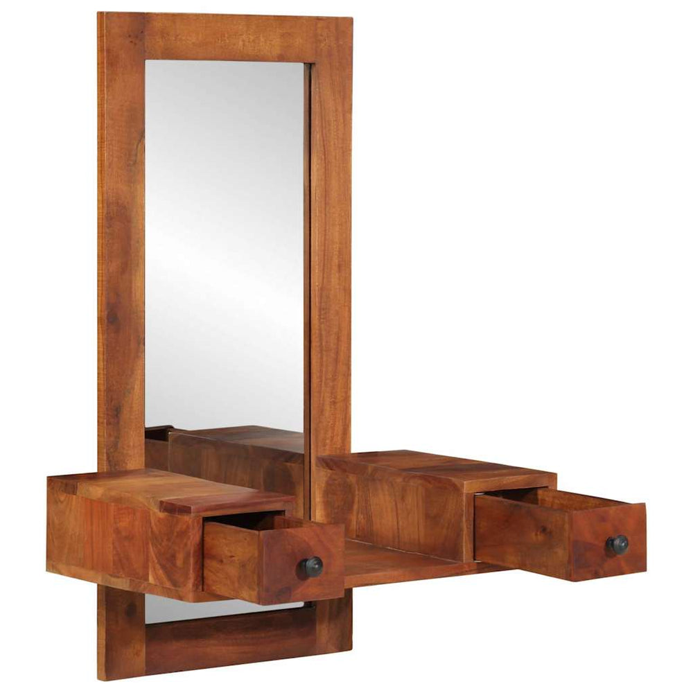Oglindă De Perete Cu Sertare 60X33X90 Cm Lemn Masiv De Salcâm