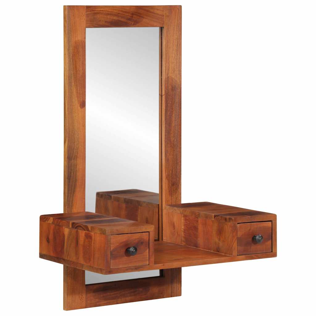 Oglindă De Perete Cu Sertare 60X33X90 Cm Lemn Masiv De Salcâm