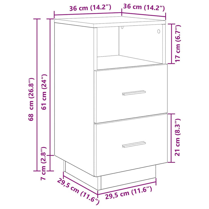 Noptiera Cu 2 Sertare 36X36X68 Cm