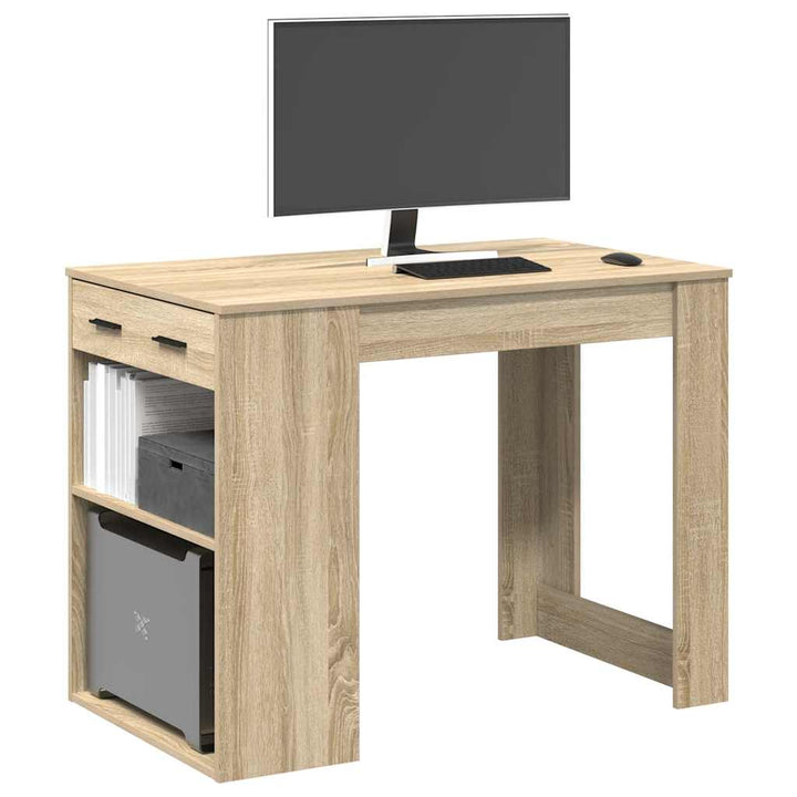 Birou Cu Sertar Și Raft 102X62X77,5 Cm Lemn Prelucrat