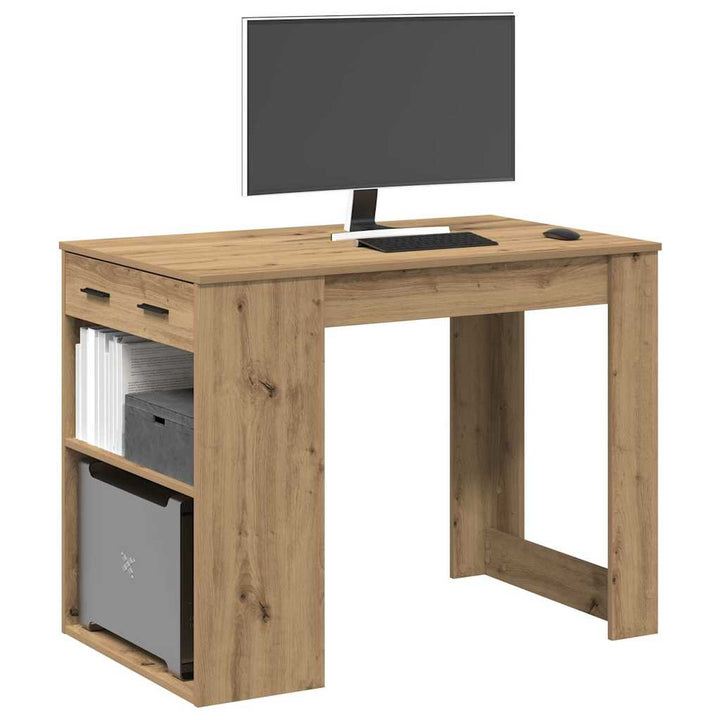 Birou Cu Sertar Și Raft 102X62X77,5 Cm Lemn Prelucrat