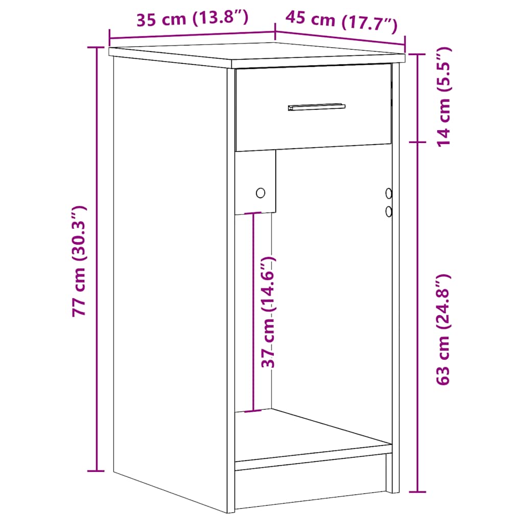 Suport Turn Computer Cu Sertar Gri Sonoma 35X45X77 Cm