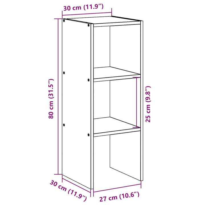 Bibliotecă Stivuabilă Gri Sonoma 30X30X80 Cm Lemn Prelucrat