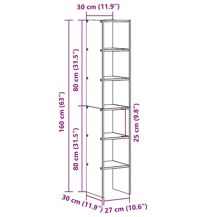 Biblioteci 2 Buc Stivuibil 30X30X80Cm Lemn Prelucrat