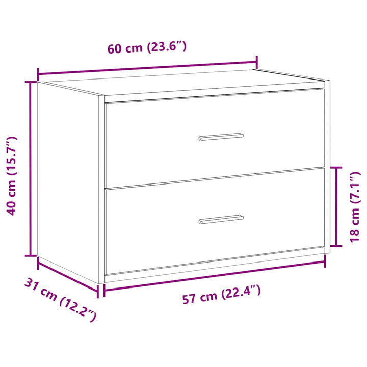Dulap Cu 2 Sertare 60X31X40 Cm Lemn Prelucrat