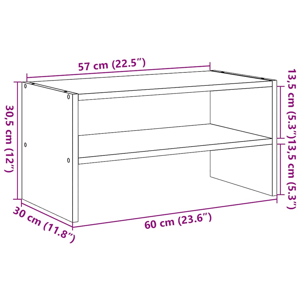 Suport Pantofi Stivuibil Stejar 60X30X30,5 Cm