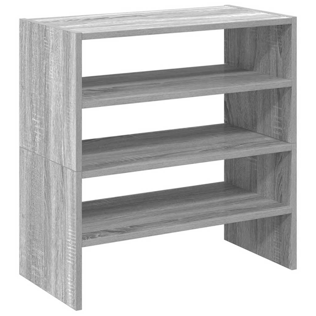 Rafturi Pentru Pantofi 2 Buc Stivuibile Gri Sonoma 60X30X30,5Cm