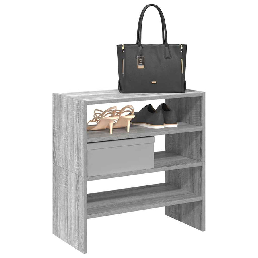 Rafturi Pentru Pantofi 2 Buc Stivuibile Gri Sonoma 60X30X30,5Cm