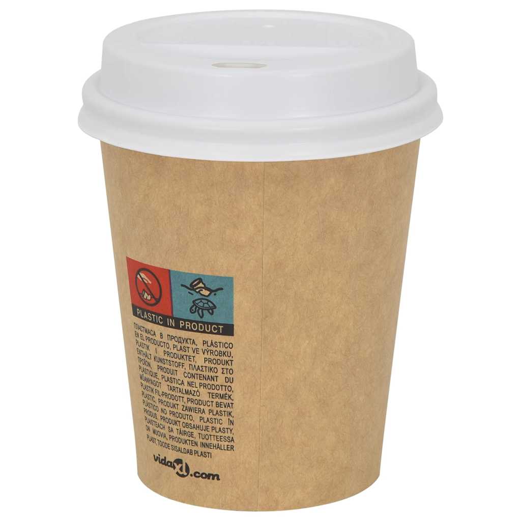 Capace Pentru Ceași Cafea Din Hârtie 8Oz 1000 Buc Plastic Alb