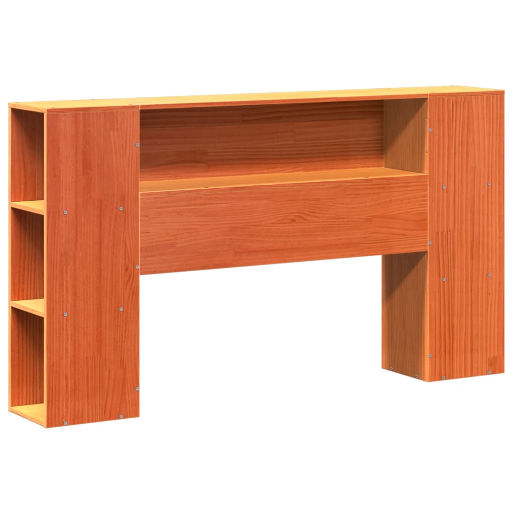 Pat Cu Bibliotecă Fără Saltea Maro Lemn Masiv De Pin