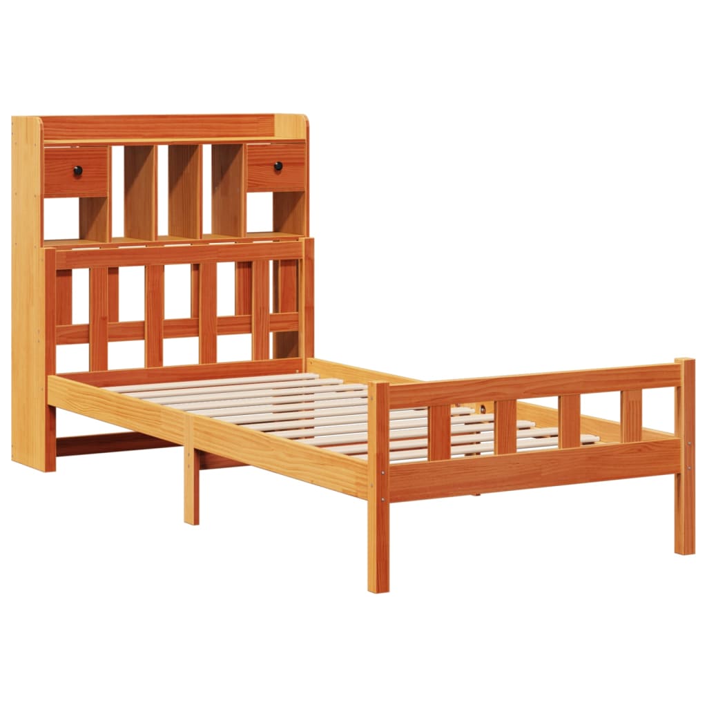 Pat Bibliotecă Fără Saltea Lemn Masiv Pin