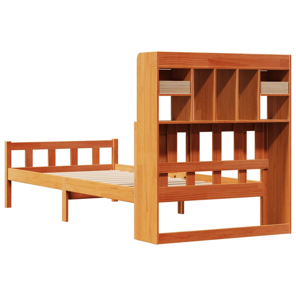 Pat Bibliotecă Fără Saltea Lemn Masiv Pin