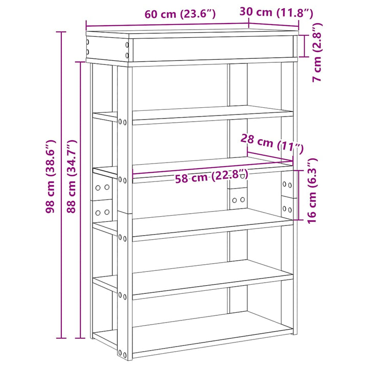 Pantofar, Gri Sonoma, 60X30X98 Cm, Lemn Prelucrat