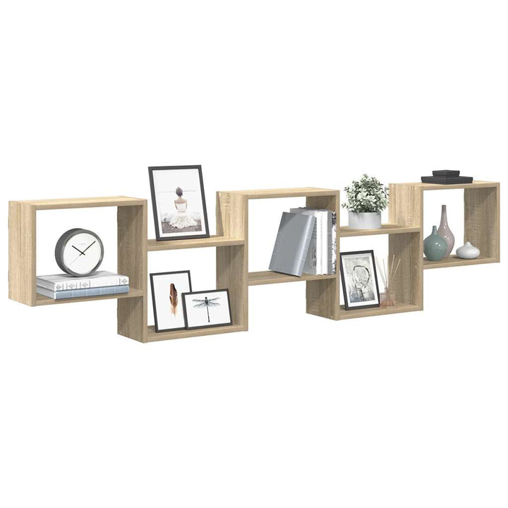 Raft Cubic De Perete Cu 5 Compartimente Lemn Prelucrat