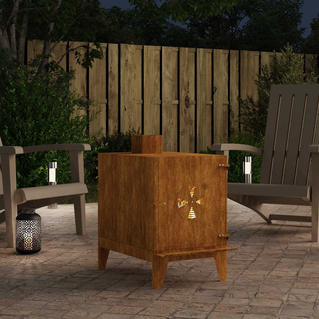 Sobă De Camping 35X50X60 Cm Oțel Corten