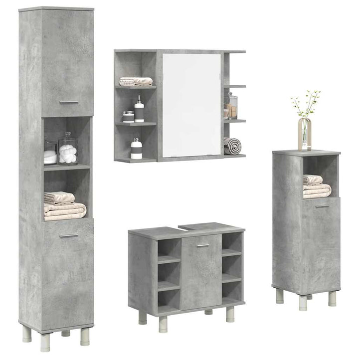 Set Mobilier De Baie, 4 Piese, , Lemn Prelucrat