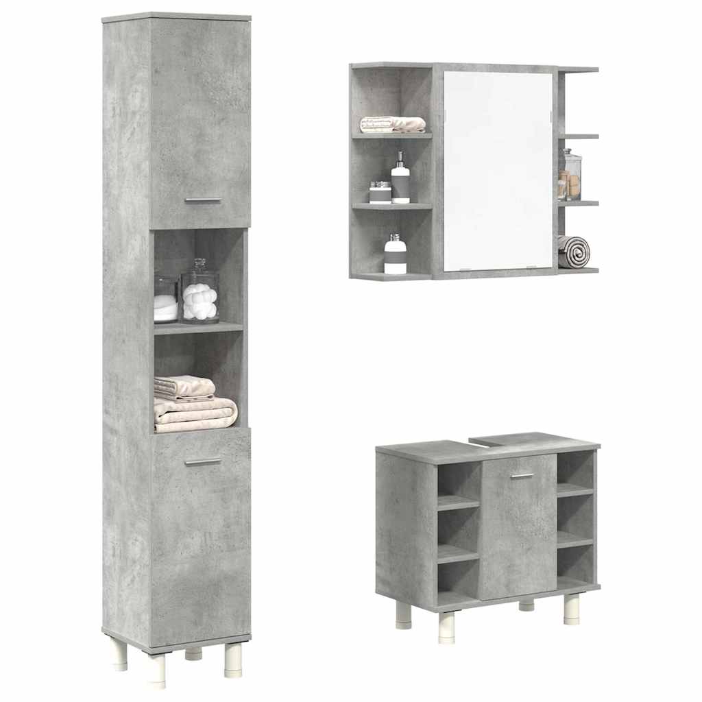 Set Mobilier De Baie, 3 Piese, , Lemn Prelucrat