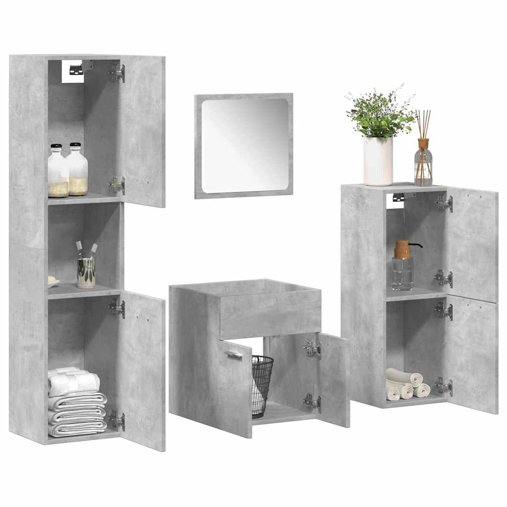 Set Mobilier De Baie, 4 Piese, , Lemn Prelucrat