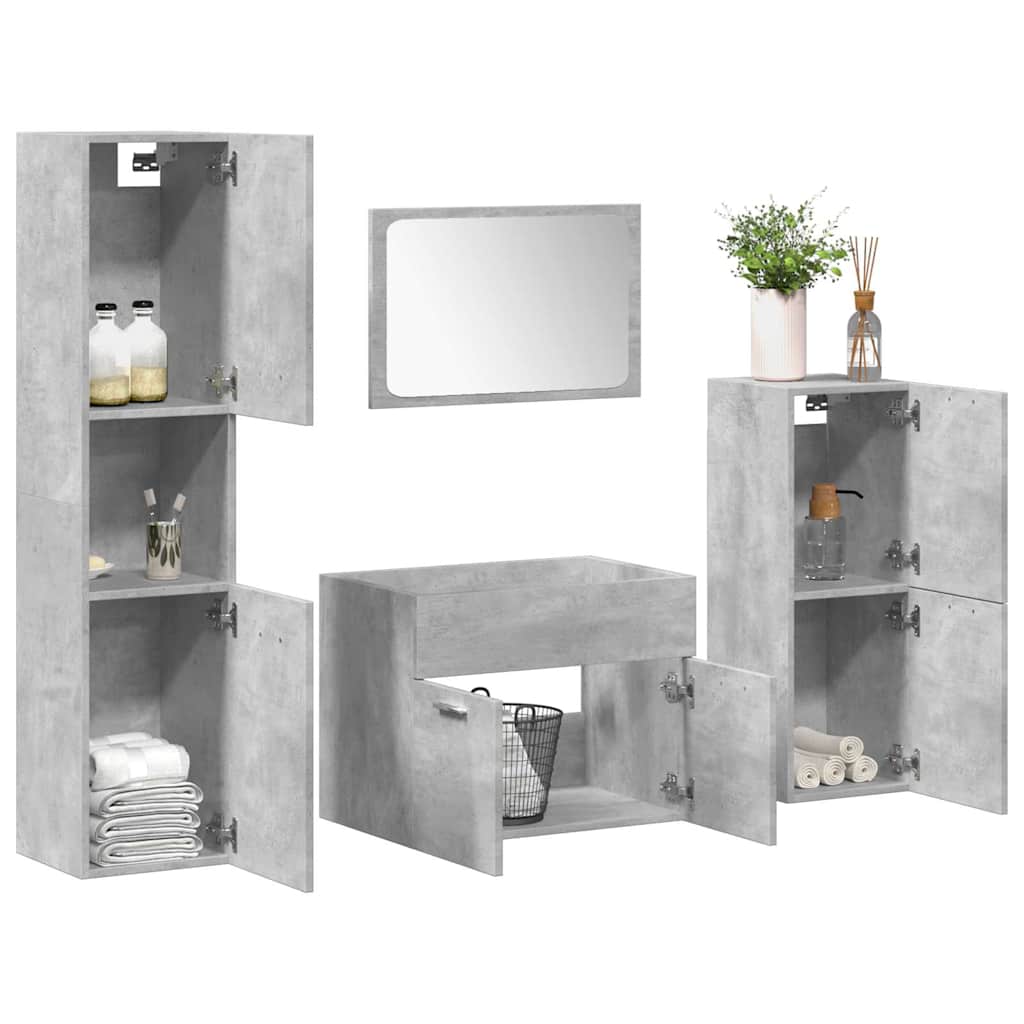 Set Mobilier De Baie, 4 Piese, , Lemn Prelucrat