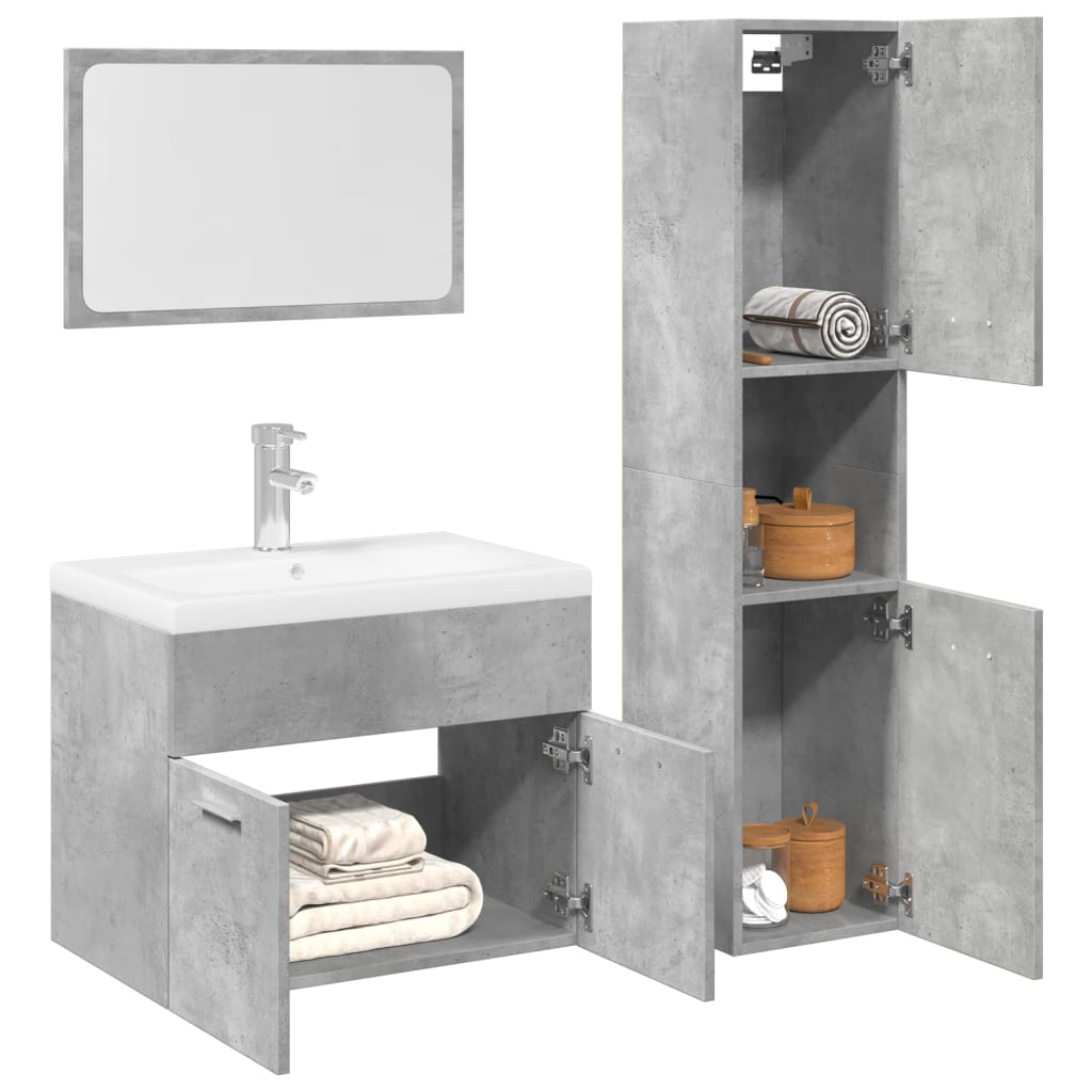 Set Mobilier De Baie, 3 Piese, , Lemn Compozit