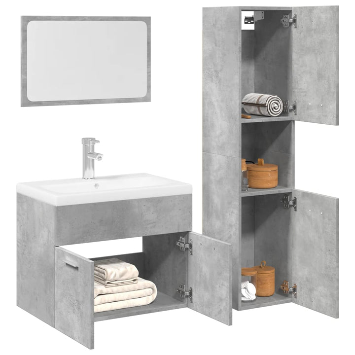 Set Mobilier De Baie, 3 Piese, , Lemn Compozit