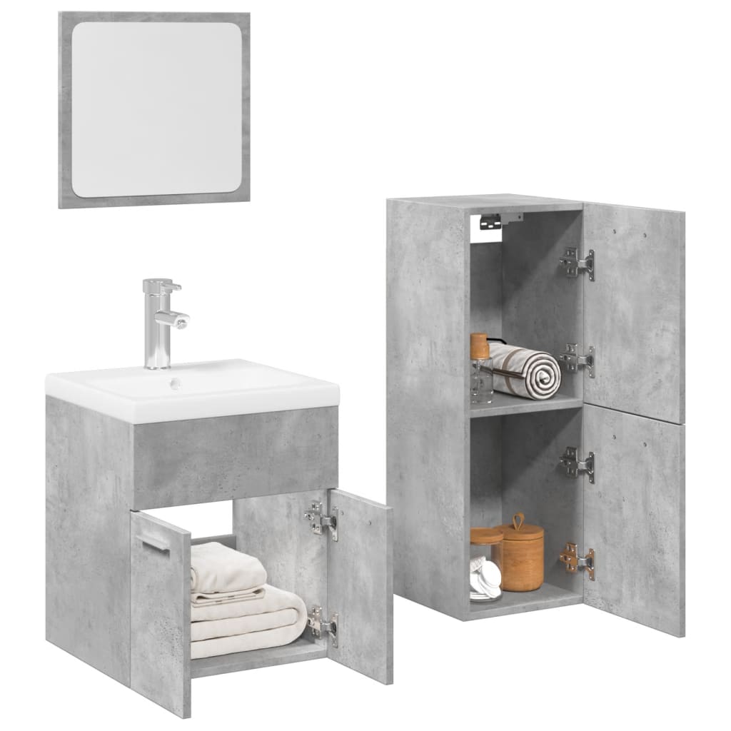 Set Mobilier De Baie, 3 Piese, , Lemn Compozit