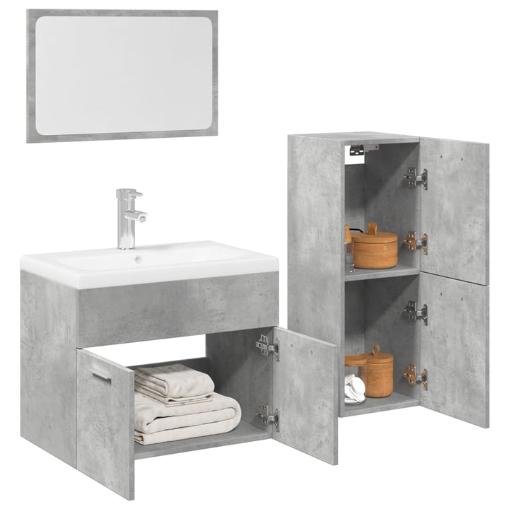 Set Mobilier De Baie, 3 Piese, , Lemn Compozit