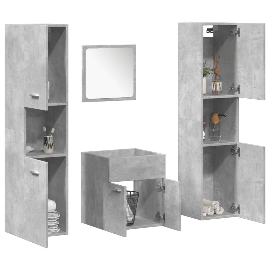 Set Mobilier De Baie, 4 Piese, , Lemn Compozit