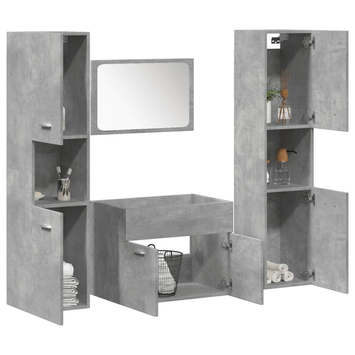 Set Mobilier De Baie, 4 Piese, , Lemn Compozit