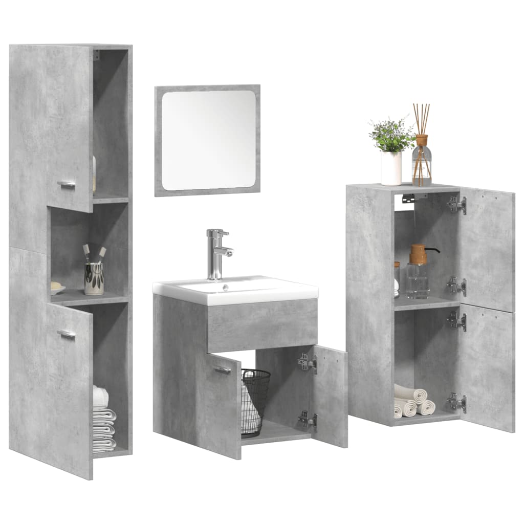 Set Mobilier De Baie, 5 Piese, , Lemn Prelucrat