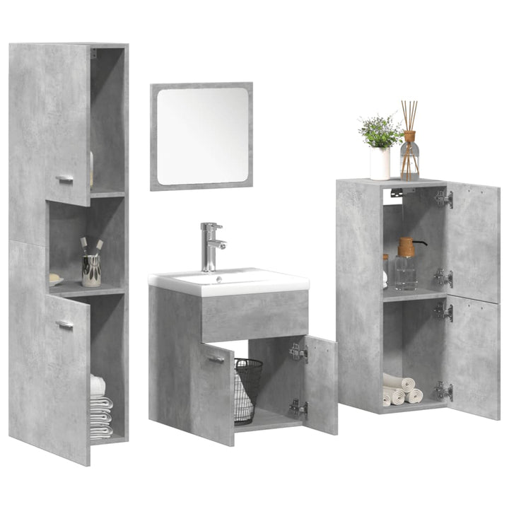 Set Mobilier De Baie, 5 Piese, , Lemn Prelucrat