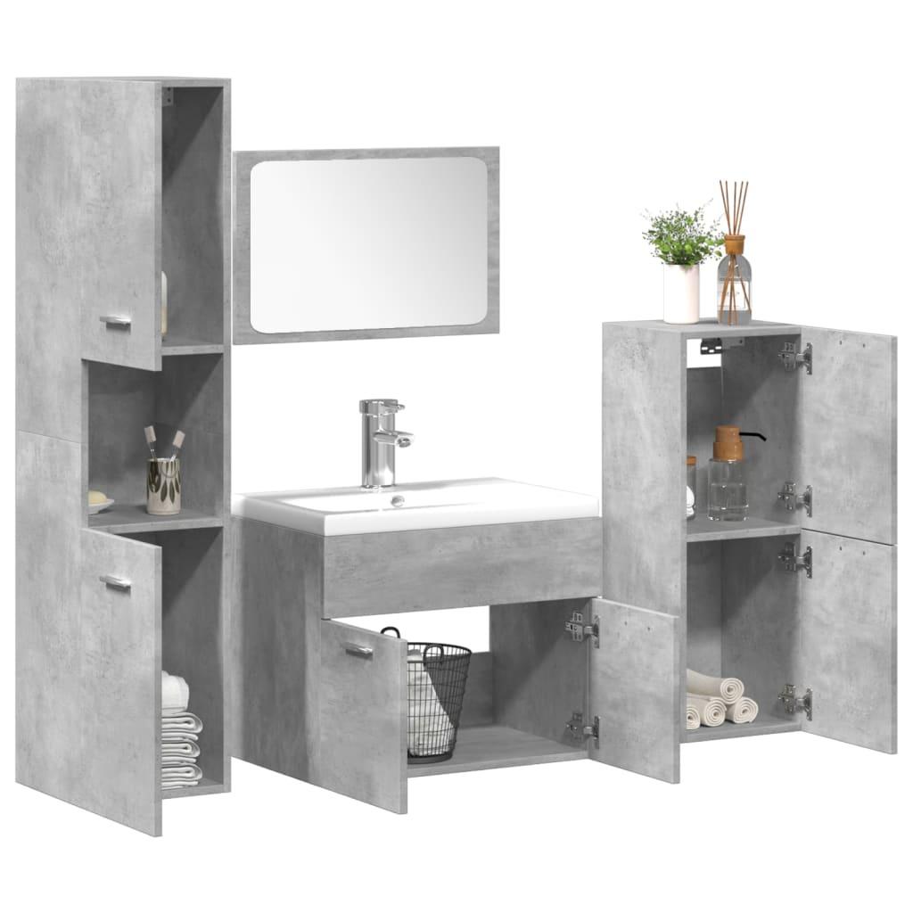 Set Mobilier De Baie, 5 Piese, , Lemn Prelucrat