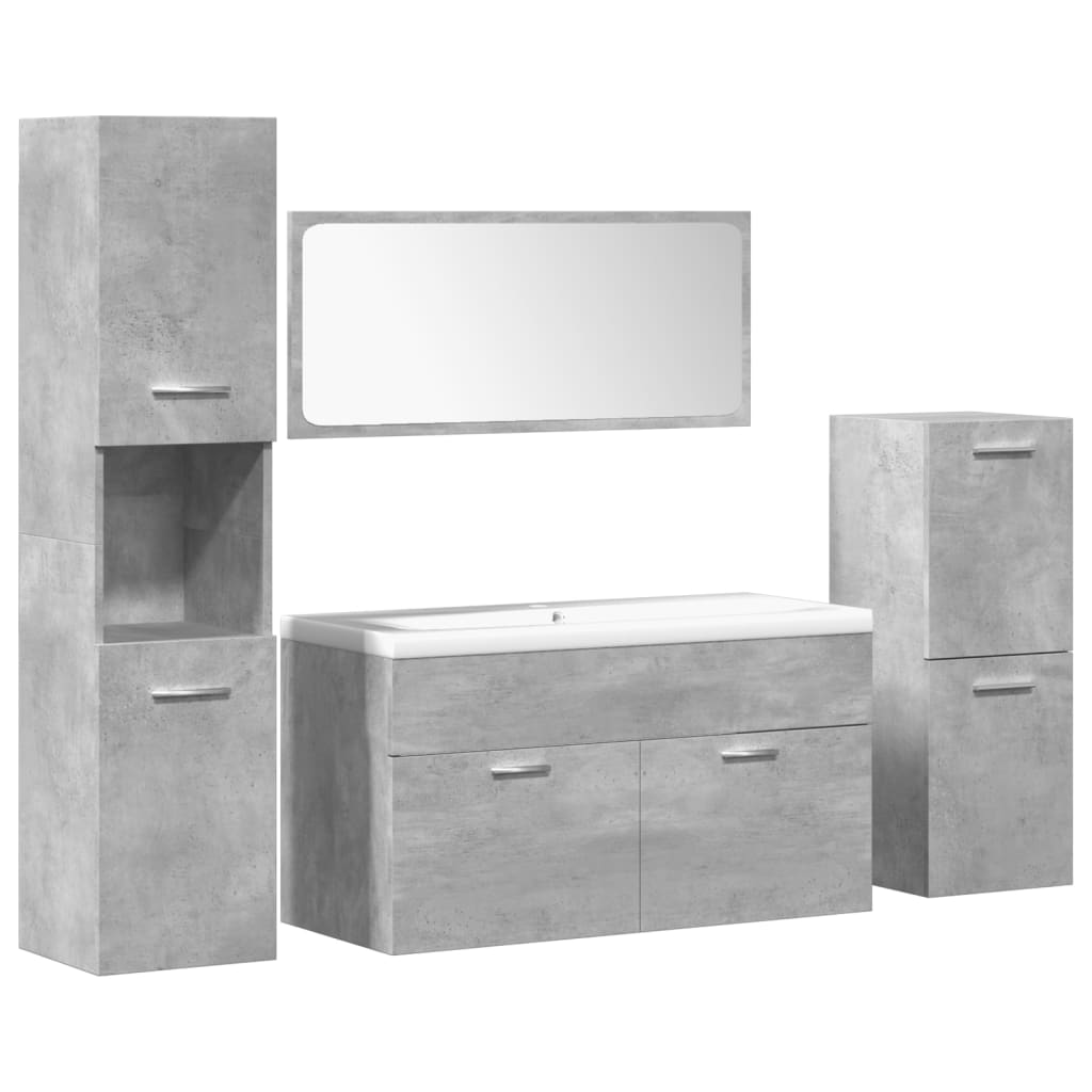Set Mobilier De Baie, 5 Piese, , Lemn Prelucrat