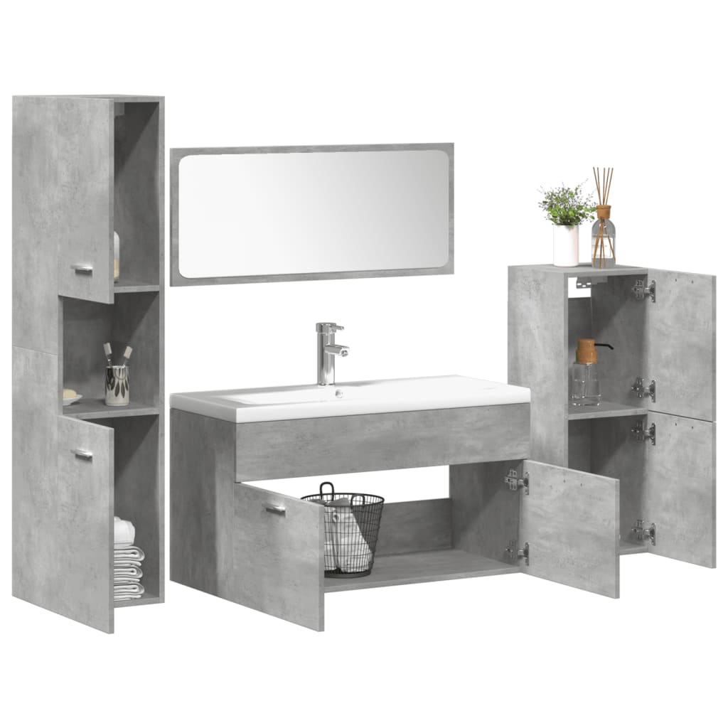 Set Mobilier De Baie, 5 Piese, , Lemn Prelucrat