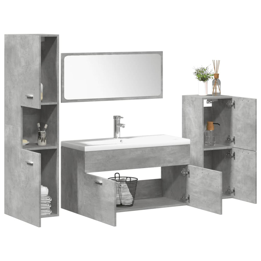 Set Mobilier De Baie, 5 Piese, , Lemn Prelucrat