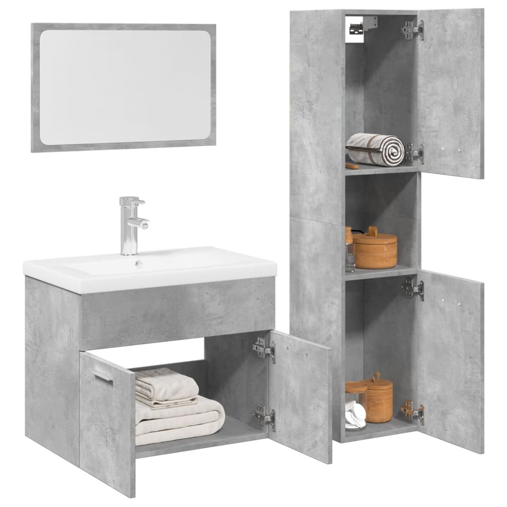 Set Mobilier De Baie, 4 Piese, , Lemn Compozit