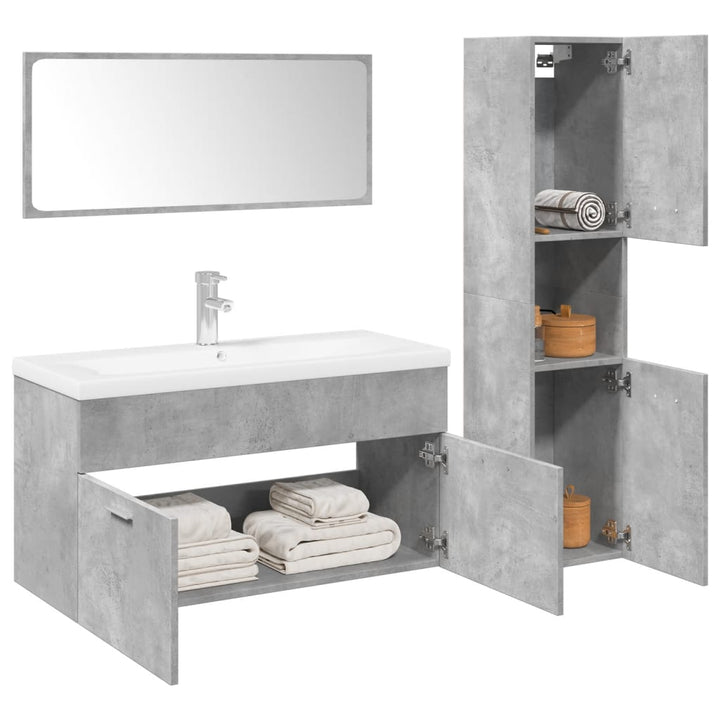 Set Mobilier De Baie, 4 Piese, , Lemn Compozit