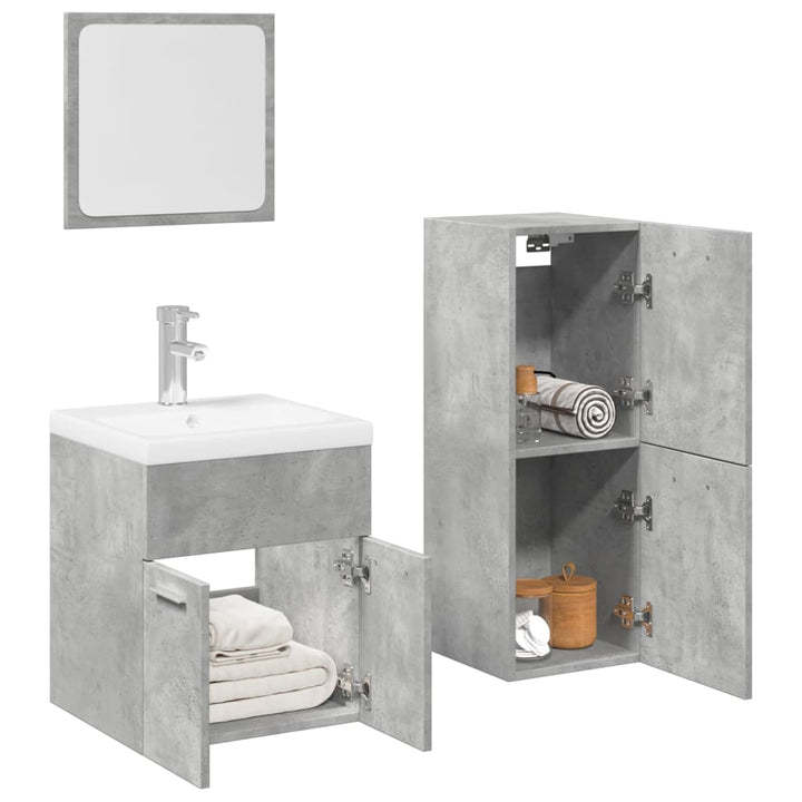 Set Mobilier De Baie, 4 Piese, , Lemn Compozit