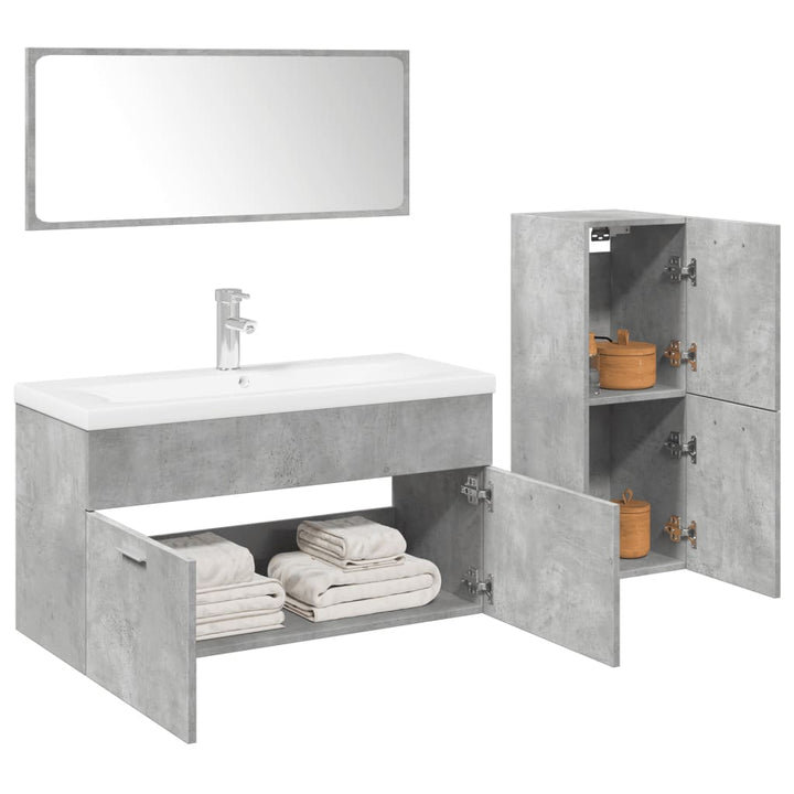 Set Mobilier De Baie, 4 Piese, , Lemn Compozit