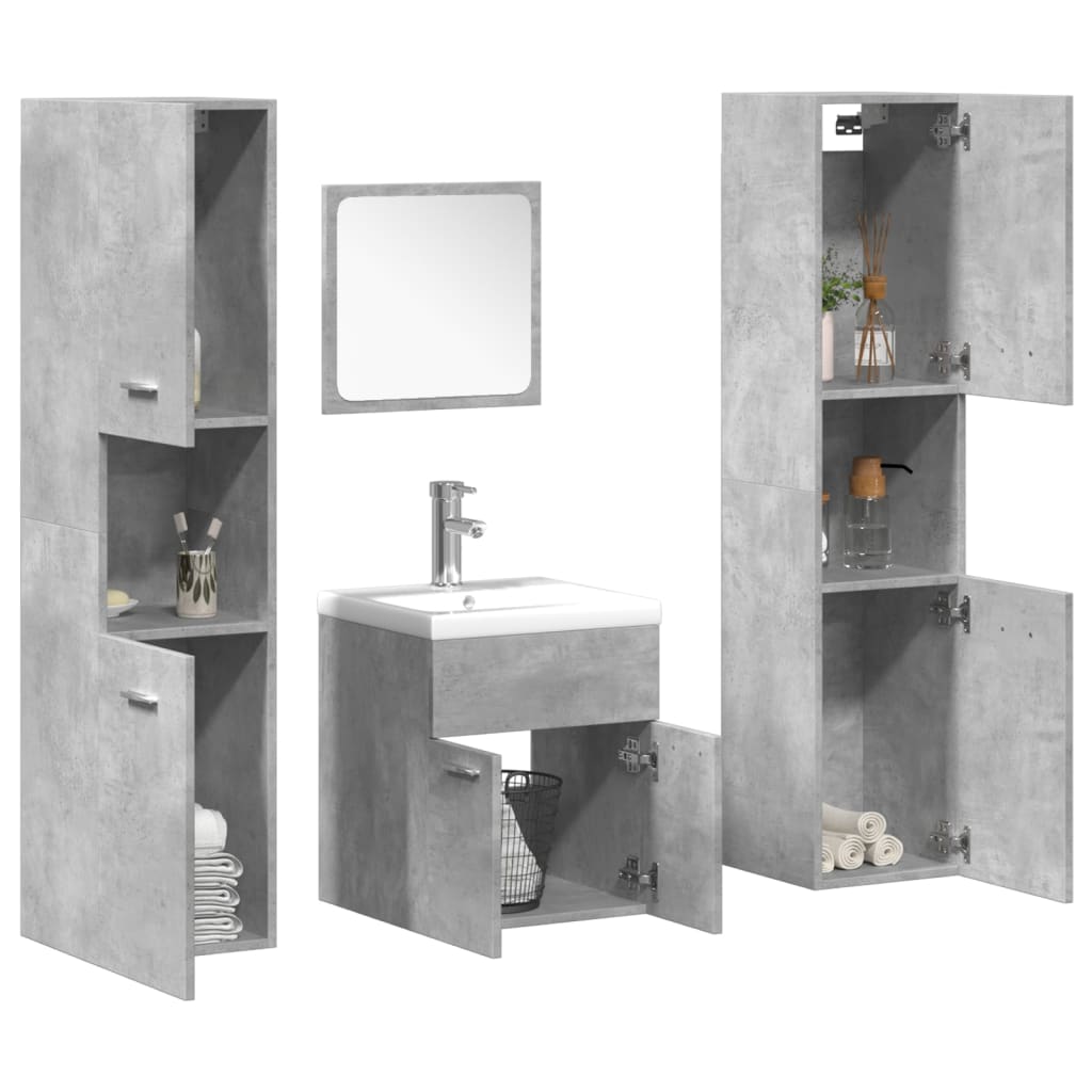 Set Mobilier De Baie, 5 Piese, , Lemn Prelucrat