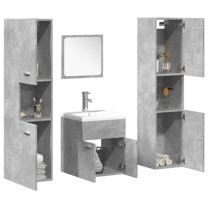 Set Mobilier De Baie, 5 Piese, , Lemn Prelucrat