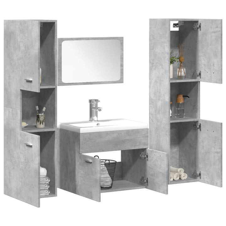 Set Mobilier De Baie, 5 Piese, , Lemn Prelucrat