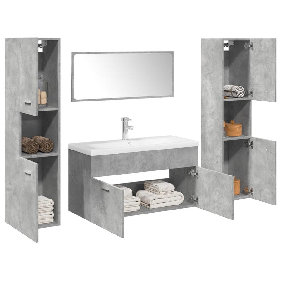 Set Mobilier De Baie, 5 Piese, , Lemn Prelucrat