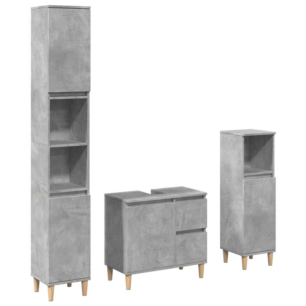 Set Mobilier De Baie, 3 Piese, , Lemn Compozit