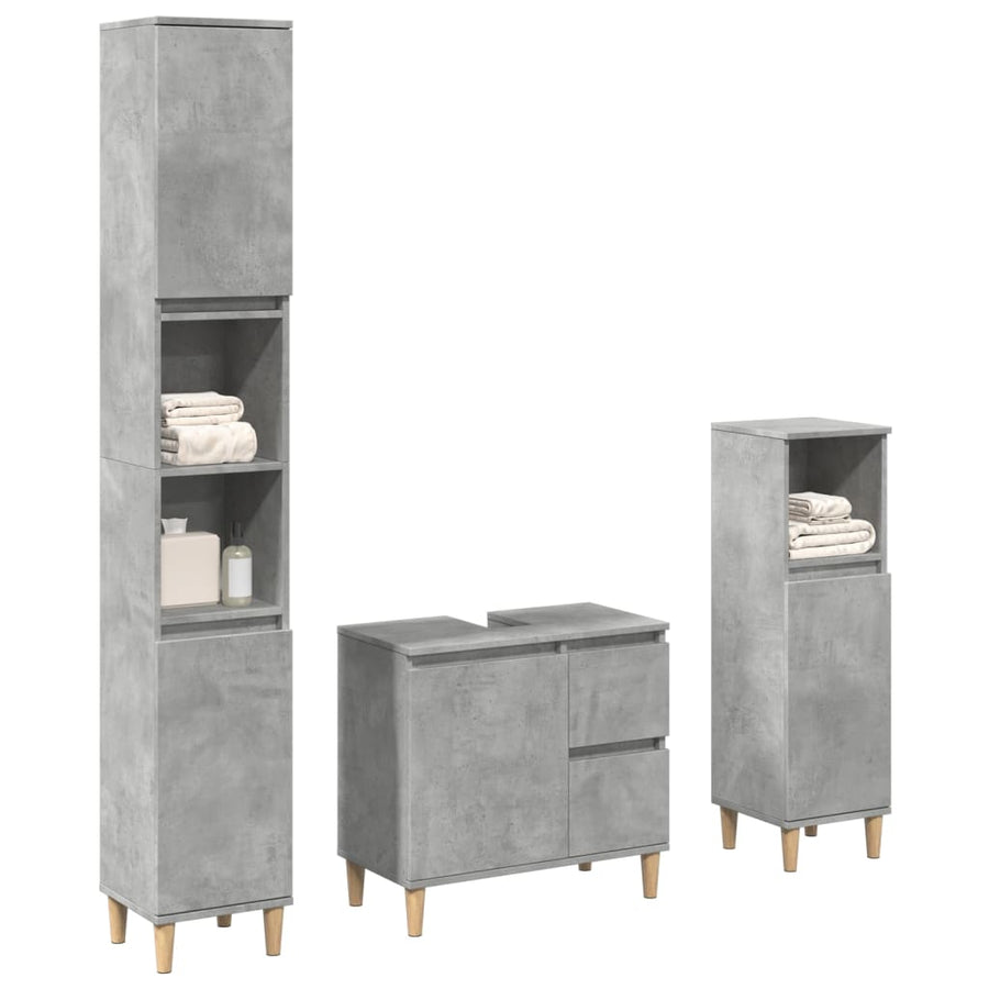 Set Mobilier De Baie, 3 Piese, , Lemn Compozit