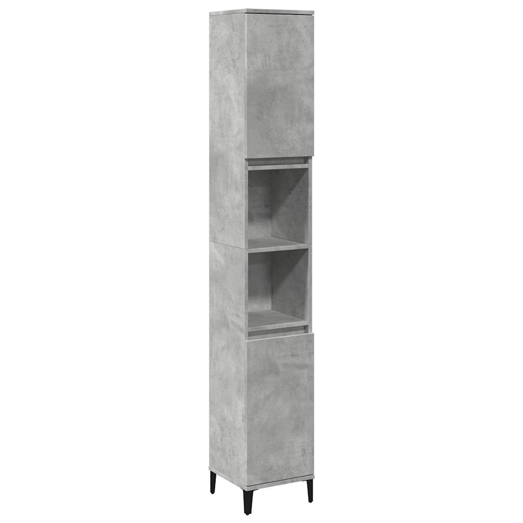 Set Mobilier De Baie, 3 Piese, Gri Beton, Lemn Compozit